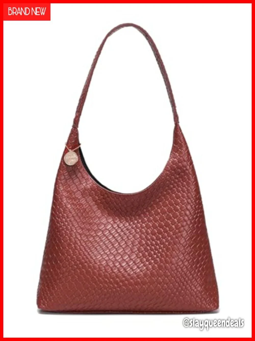 Vegan Leather Woven Hobo Tote Bag